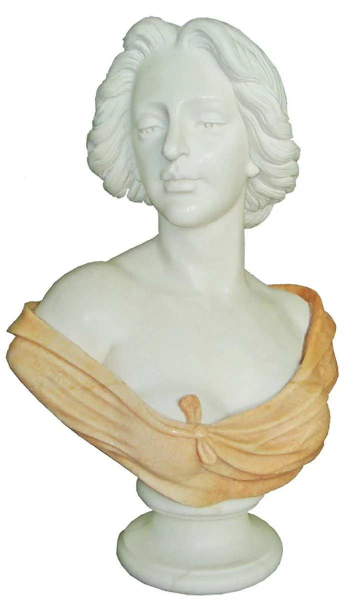 Casa Padrino busto de mármol Art Nouveau de lujo dama blanco / beige A. 65 cm