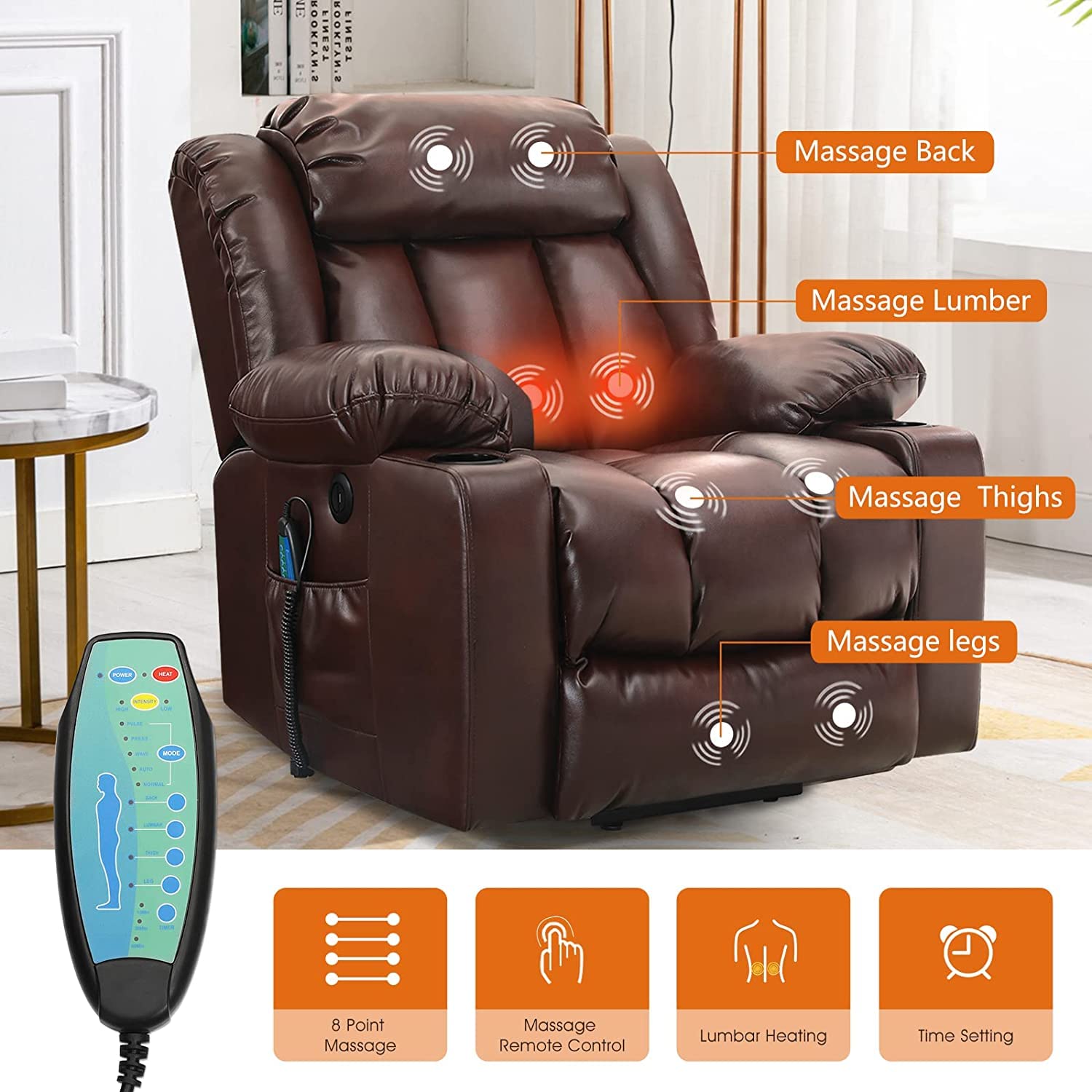 Clearance Sale Mcombo Electric lift Recliner sofa with massage and heating functions, 3 positions, 2 side pockets and cup holders, USB ports!
