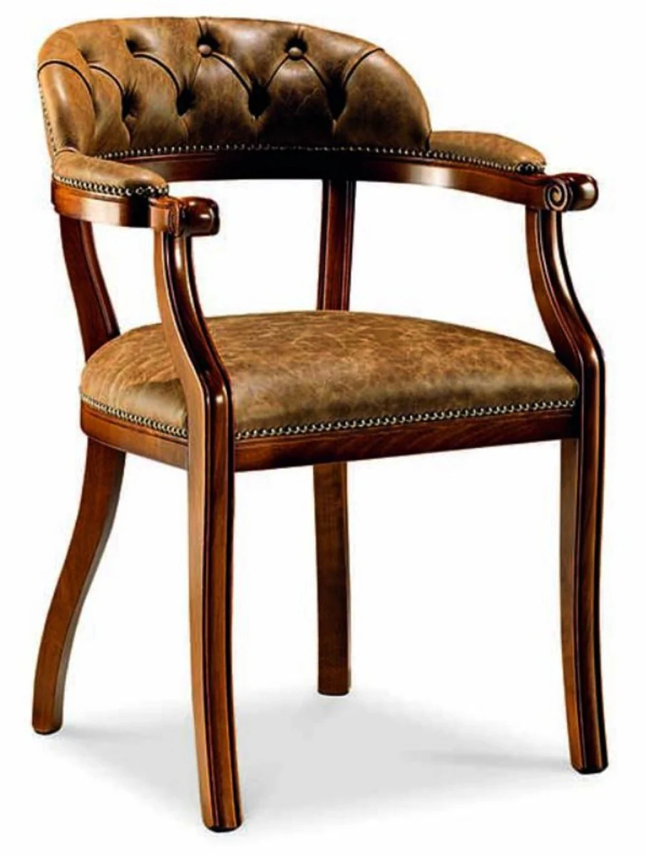 Casa Padrino Silla de Comedor Barroco de Lujo con Reposabrazos Marr¨®n - Muebles Barrocos Italianos