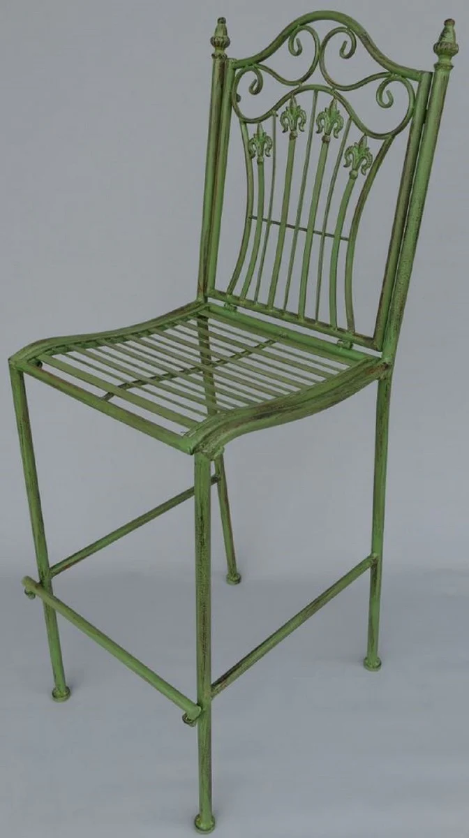 Casa Padrino conjunto de muebles de jardín Art Nouveau verde óxido - 1 Mesa de Bar y 2 Sillas de Bar - Muebles de Jardín Nostálgicos