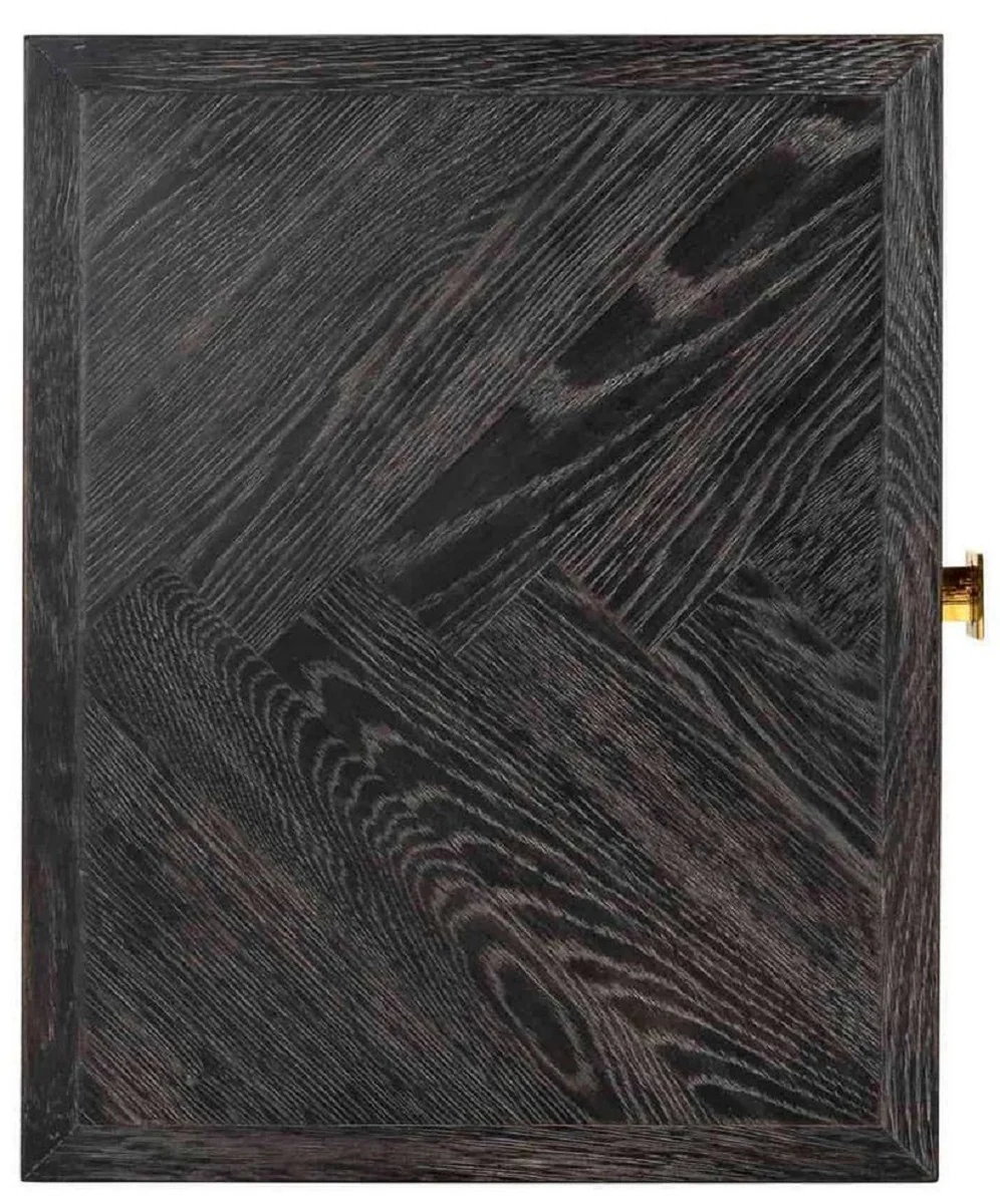 Casa Padrino mesa auxiliar de lujo negro / oro 50 x 40 x A. 71 cm - Mesita de noche de madera maciza con caj¨®n y estructura de acero inoxidable - Muebles de dormitorio de lujo