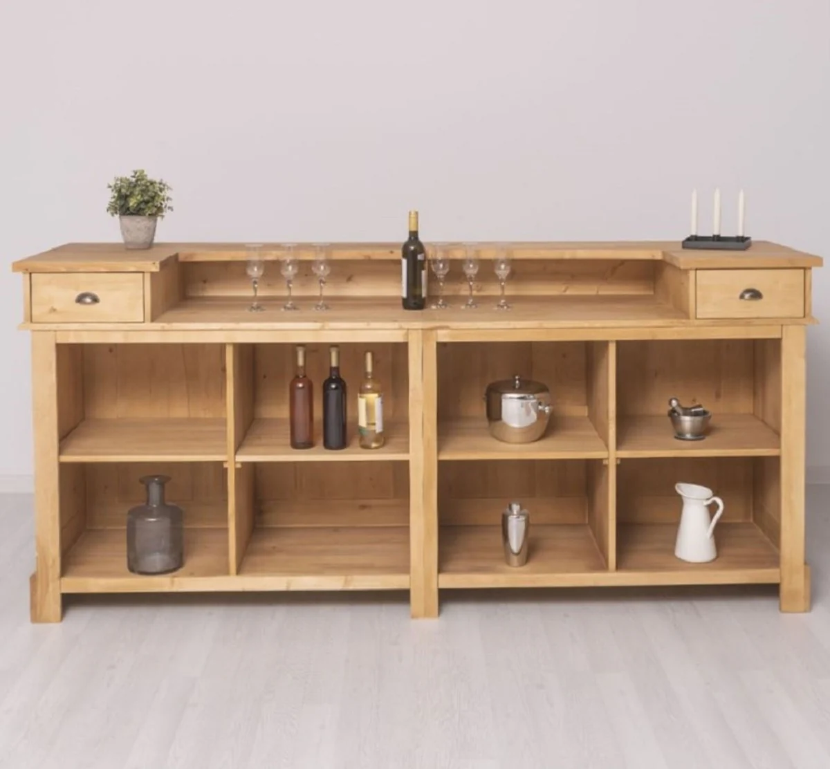 Casa Padrino barra de bar de estilo campestre natural 240 cm - Muebles de bar estilo campestre