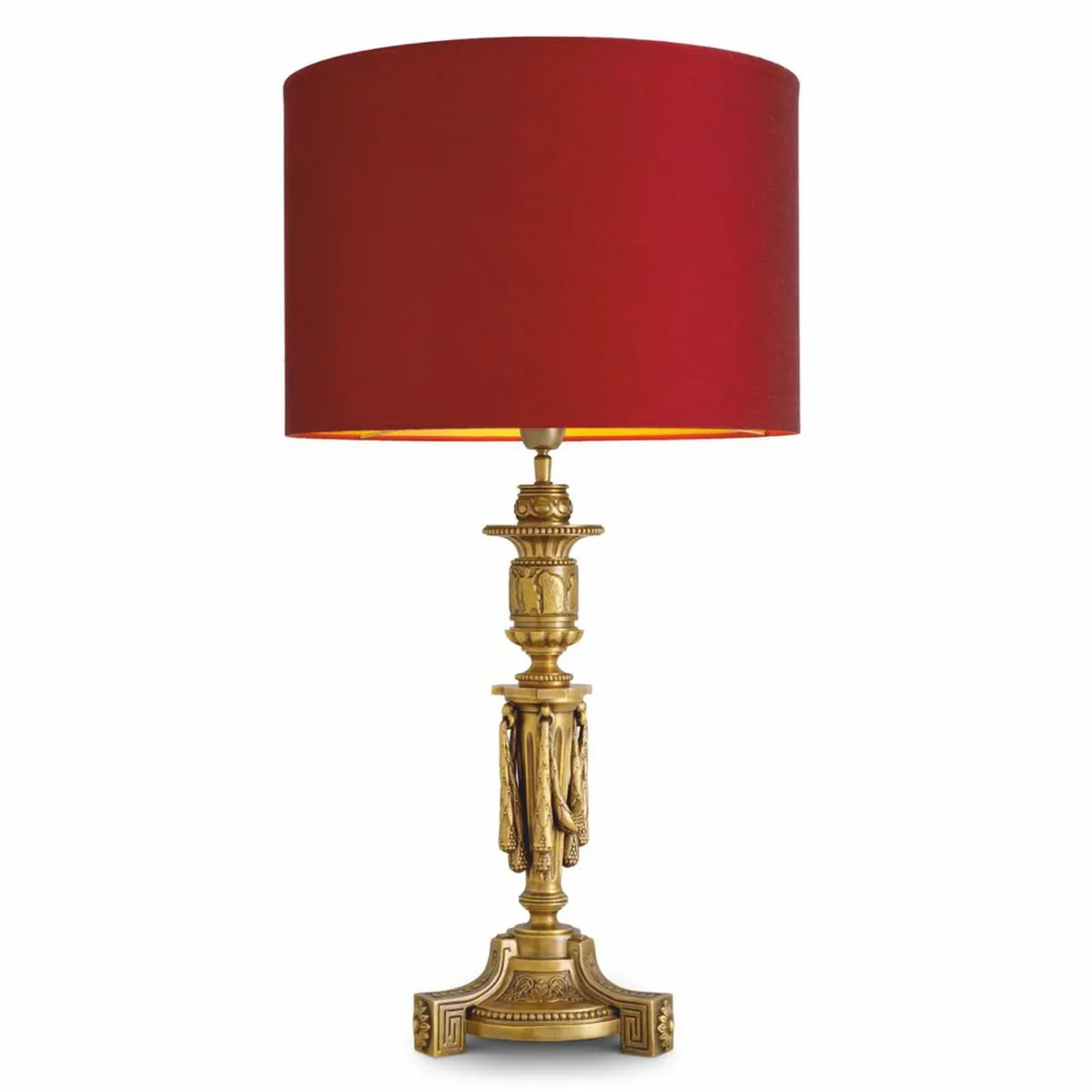 Casa Padrino L¨¢mpara de Mesa Barroco de Lujo Oro Antiguo / Rojo Al. 83,5 cm - L¨¢mpara de Escritorio Barroco