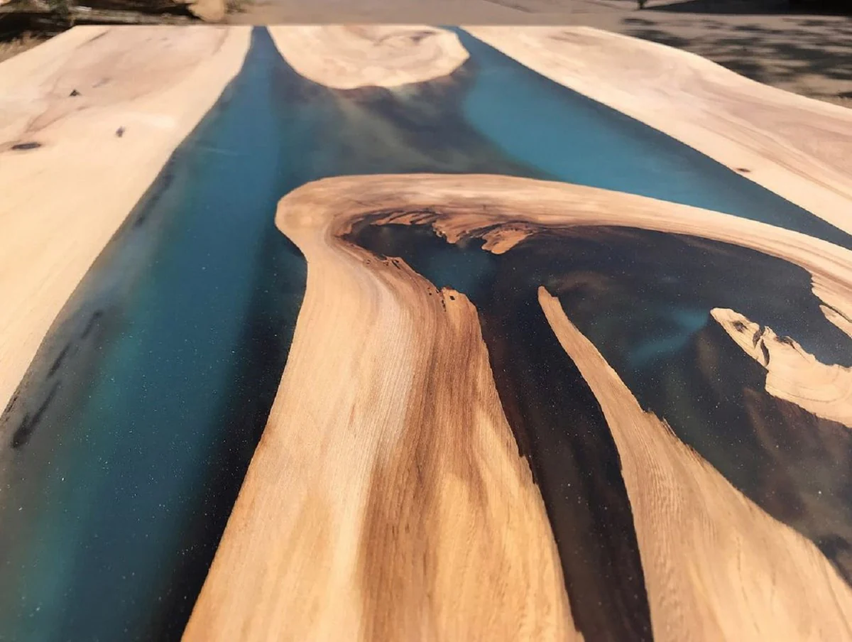 Casa Padrino mesa de comedor de lujo natural / azul / negro 160 cm