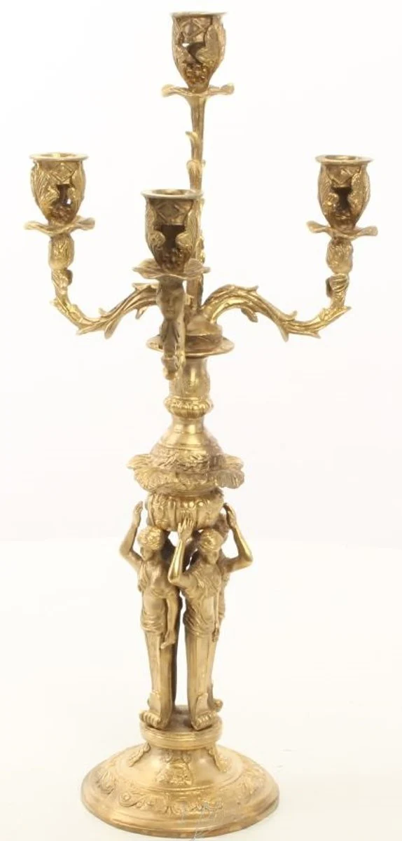 Casa Padrino juego de candelabro barroco oro 16 x 16 x H. 42 cm - Candelabro de Bronce dorado Estilo Barroco