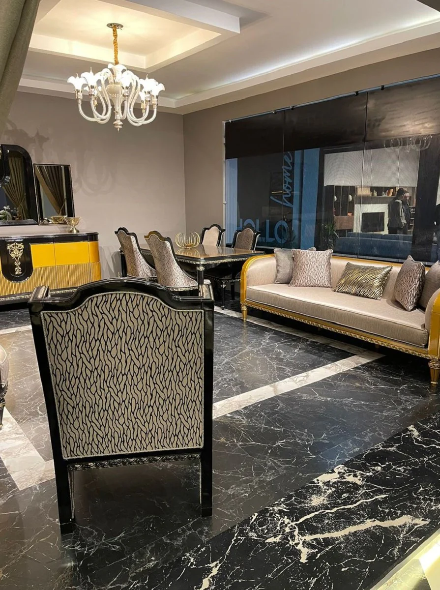 Casa Padrino sof¨¢ barroco de lujo oro / oro - Magn¨ªfico sof¨¢ de sal¨®n - Muebles de sal¨®n estilo barroco - Muebles de lujo estilo barroco - Muebles barrocos - Noble y Magn¨ªfico