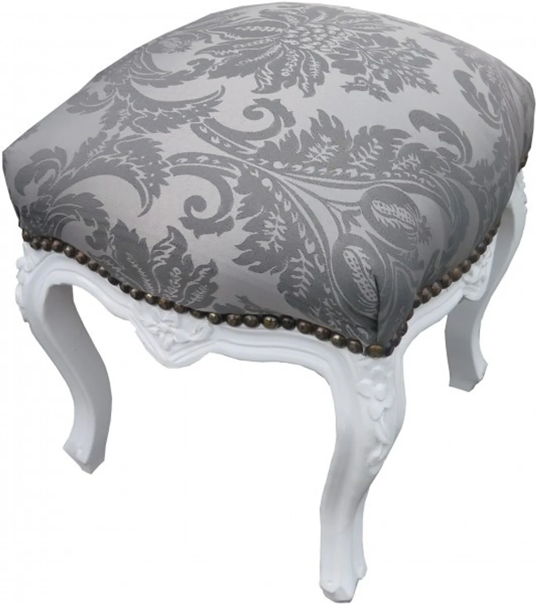 Casa Padrino barroco de heces Gris Patr¨®n / Blanco Altura 40 cm, anchura 35 cm - muebles barrocos