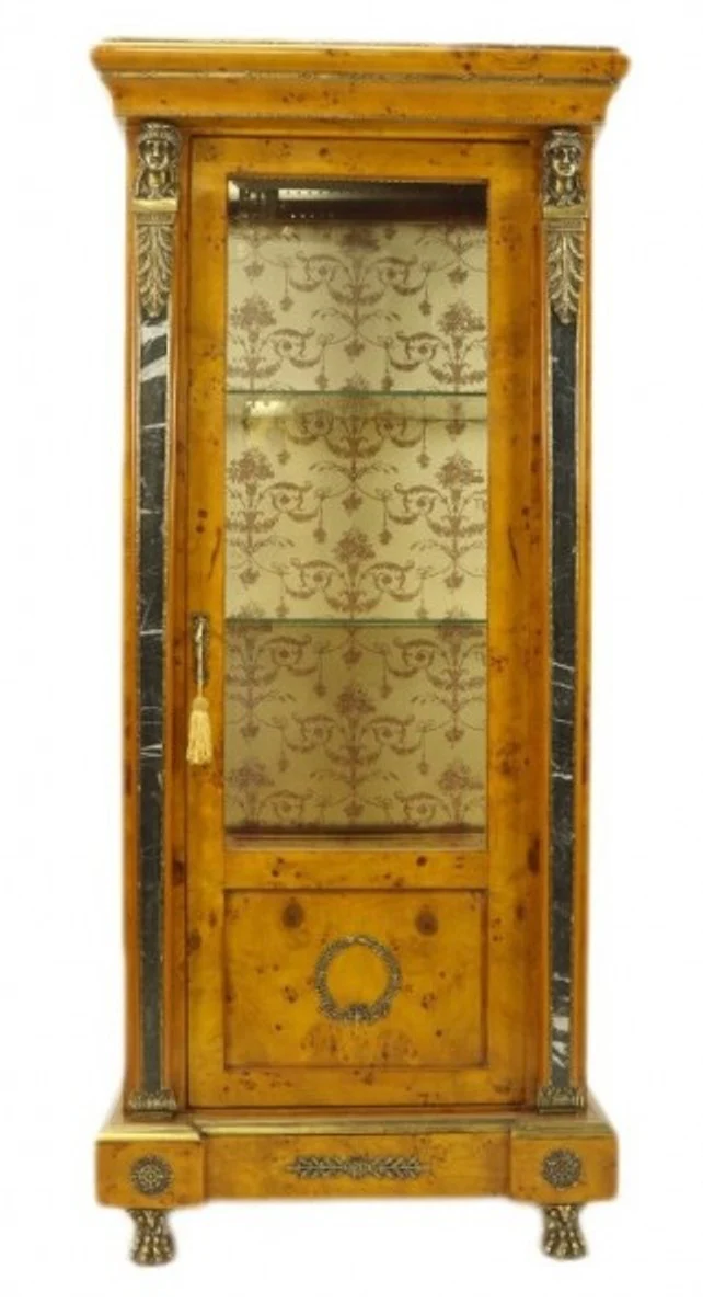 Casa Padrino Empire Vitrine birdseye maple 180 x 80 cm - Handcrafted from solid wood - baroque display case