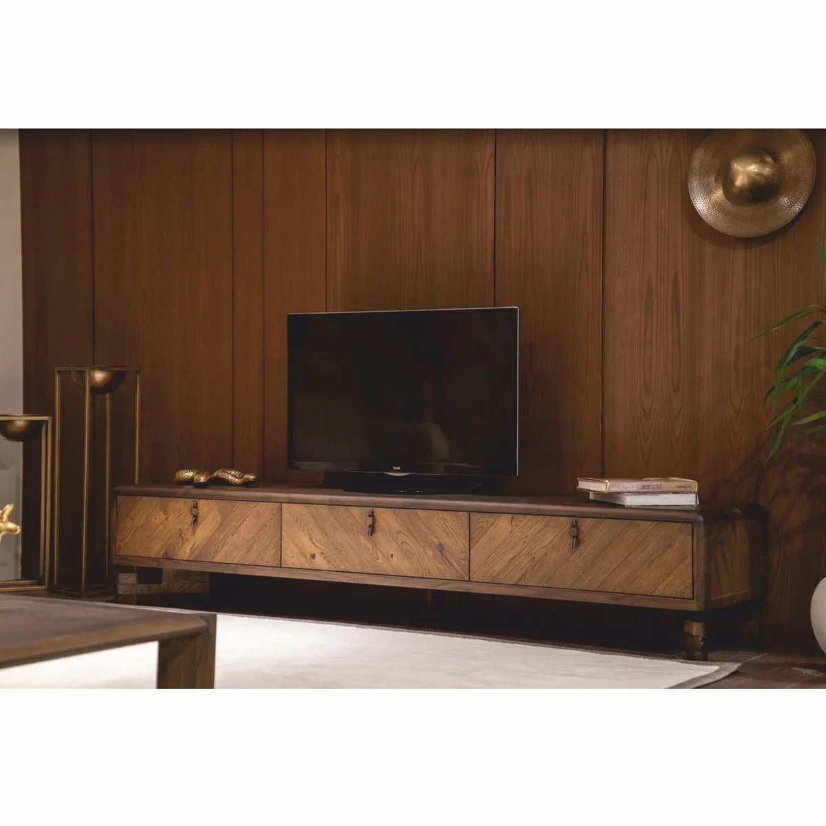 Casa Padrino gabinete de TV de lujo con 3 cajones marr¨®n 240 cm - Muebles de sal¨®n y hotel