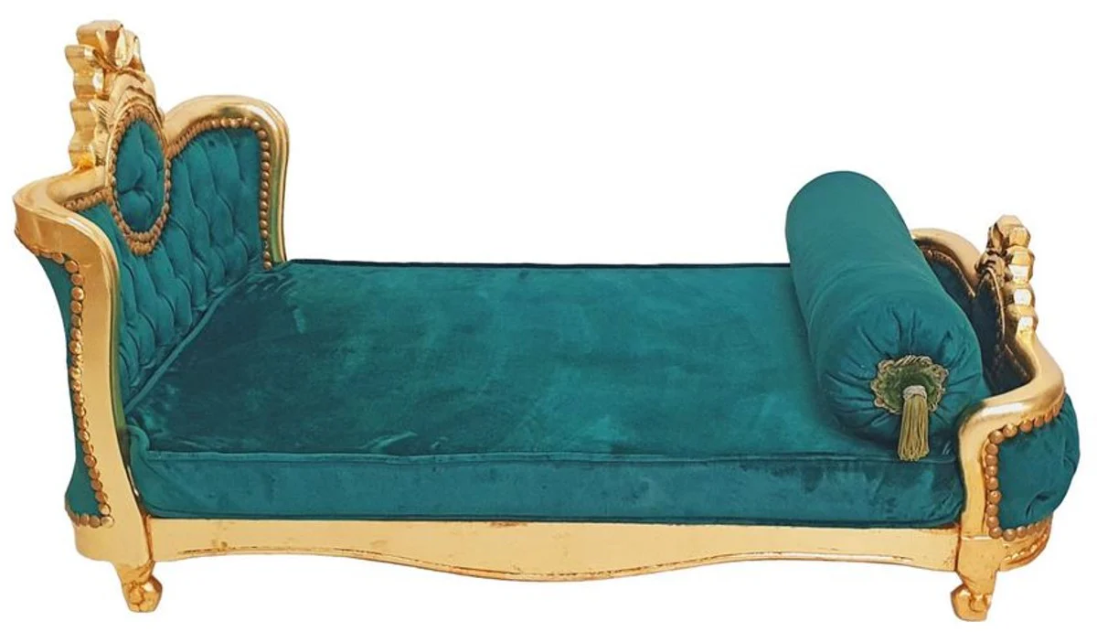 Casa Padrino cama de perro barroco verde / oro antiguo - Cama de perro de estilo antiguo hecha a mano - Magníficos muebles para perros en estilo barroco - Muebles barrocos para mascotas