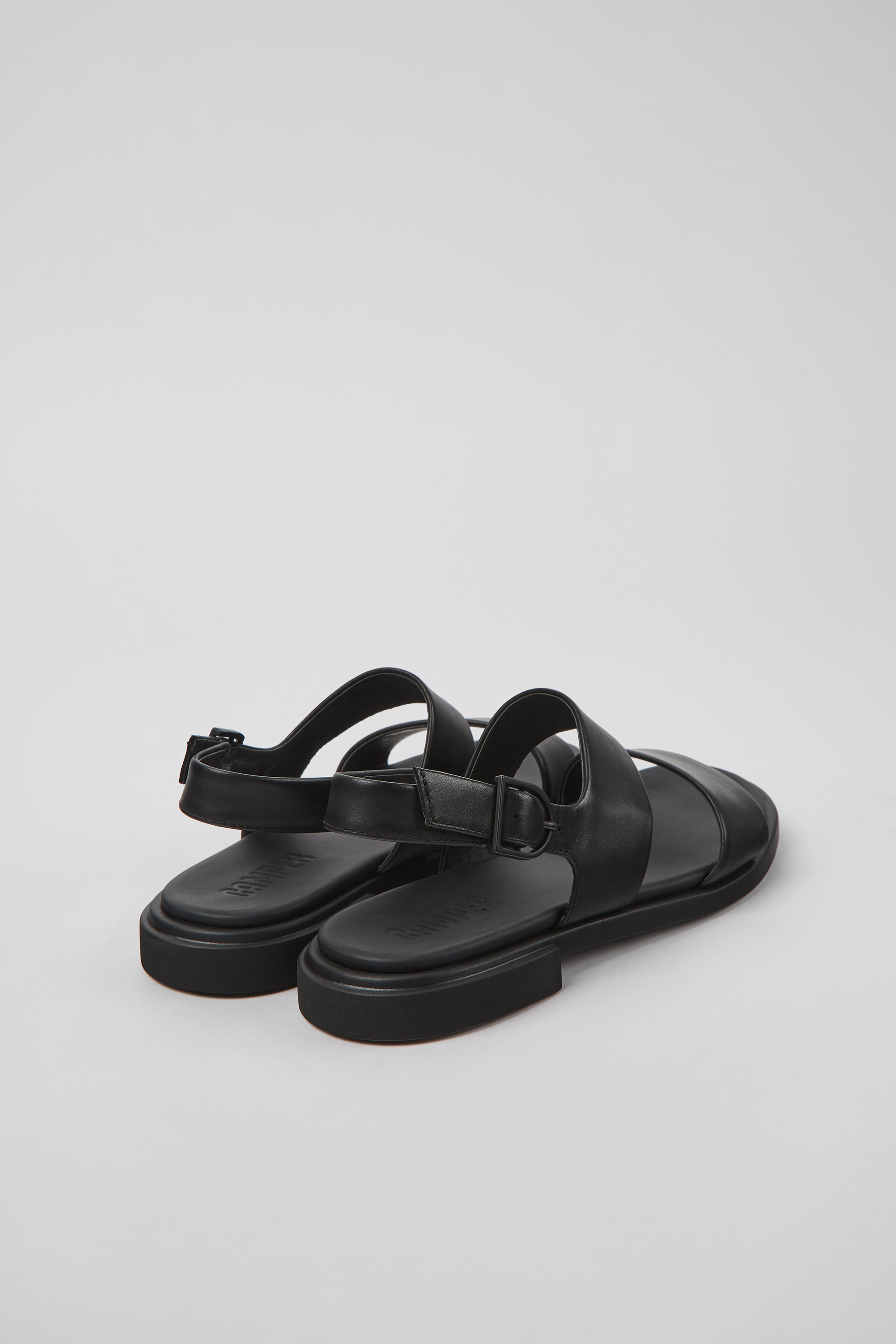 Edy - Black leather sandals for women
