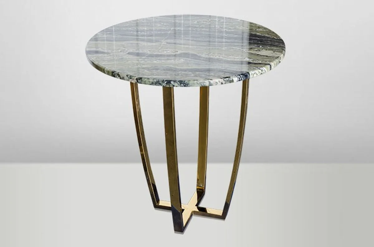 Casa Padrino Art Deco Side Table Gold metal / marble 35 x 35 cm Art Nouveau table - Furniture flower stand