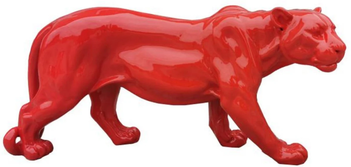 Casa Padrino escultura decorativa de lujo pantera rojo A. 80 x A. 35 cm - Figura decorativa grande XXL - Escultura decorativa XXL - Esculturas y figuras decorativas XXL - Figuras de animales