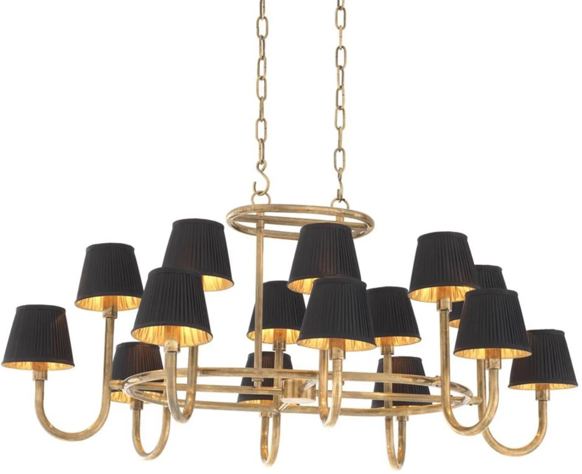 Casa Padrino araña de lujo vintage latón / negro 120,5 x 90,5 x H. 57 cm - Muebles de Lujo