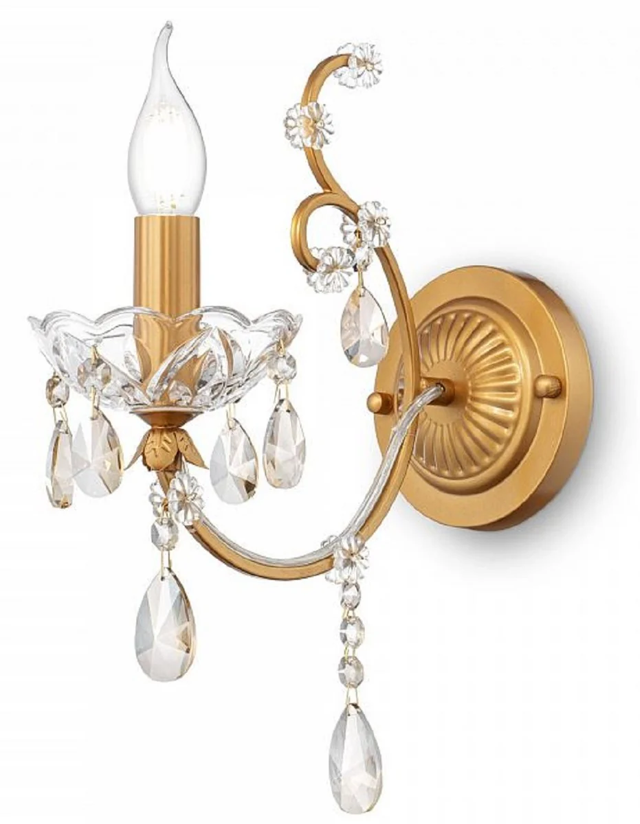 Casa Padrino lámpara de pared barroco de cristal oro 12 x 27 x A. 36 cm - Magnífica lámpara de pared en estilo barroco - Muebles Barrocos