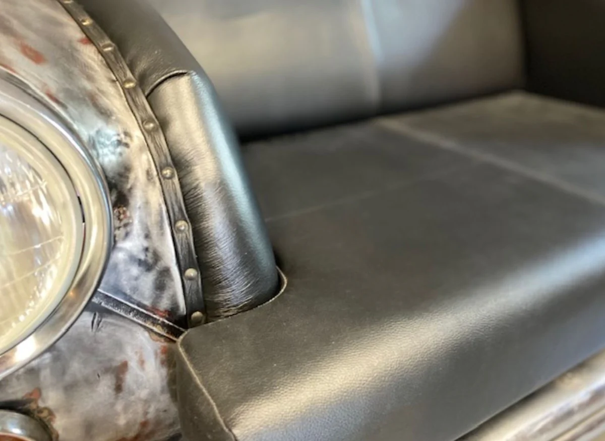 Casa Padrino sof¨¢ autom¨®vil de dise?o negro / gris / plata 158 x 83 x A. 70 cm - Sof¨¢ de sala de estar en el dise?o del autom¨®vil - Muebles autom¨®vil de sala de estar