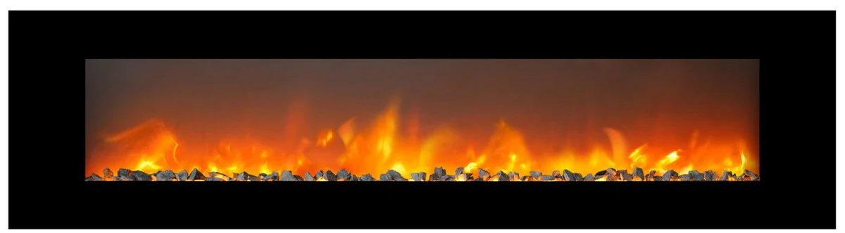 Casa Padrino Chimenea El¨¦ctrica LED de Lujo 183 x 14 x H. 46,5 cm - Chimenea Moderna de Pared Ancha con Pantalla T¨¢ctil y Control Remoto