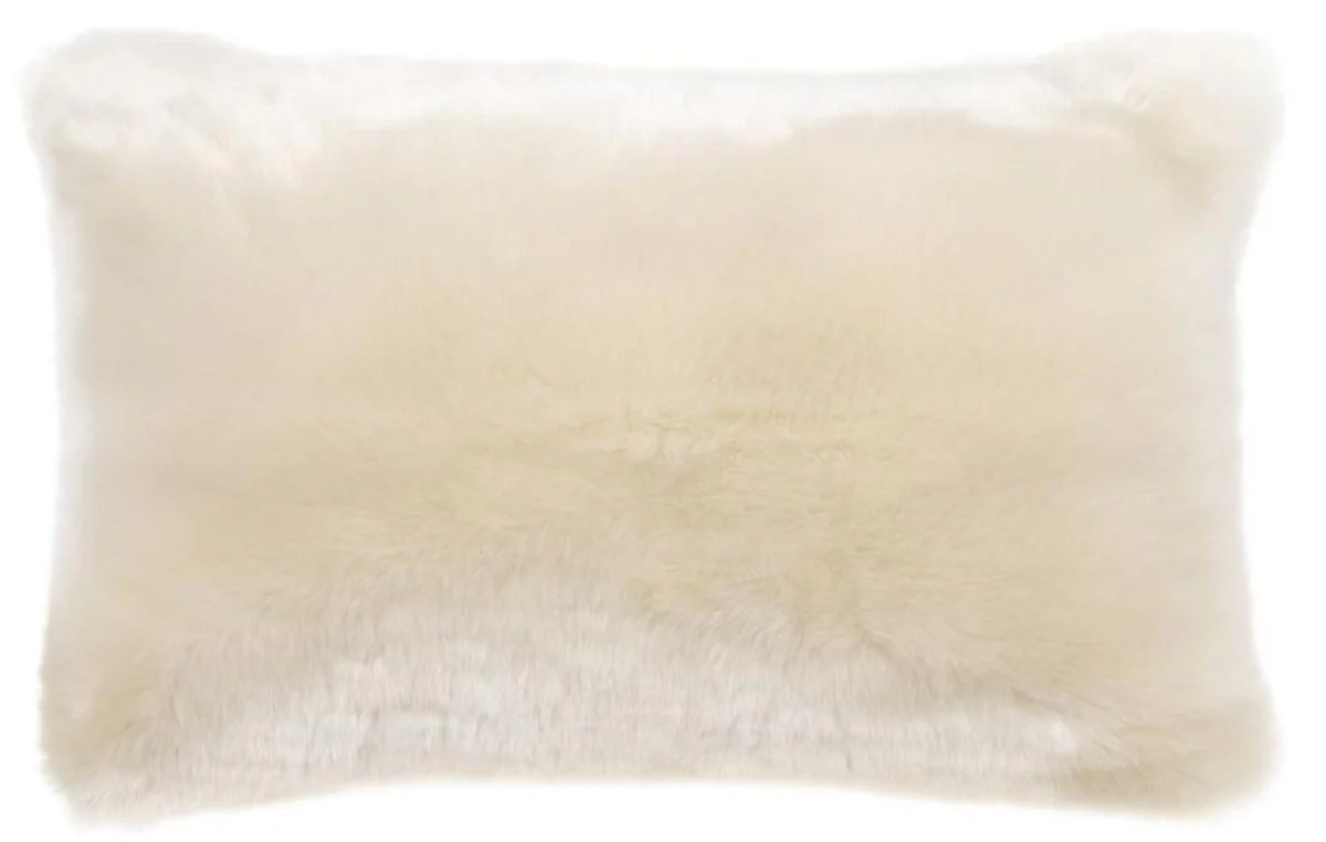 Casa Padrino almohada de piel sintética de lujo blanco 60 x 40 cm - Accesorios de Decoración de la Sala de Estar