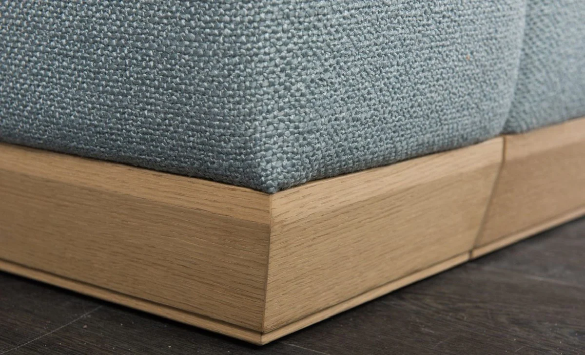 Casa Padrino taburete azul claro / natural 60 x 60 x A. 46 cm - Taburete de sal¨®n moderno - Otomana - Muebles de sal¨®n