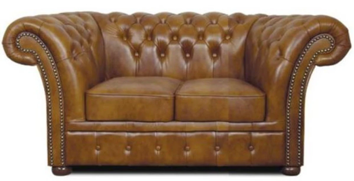 Casa Padrino Chesterfield sof¨¢ genuino cuero 2 plazas marr¨®n 170 x 90 x H. 80 cm - Muebles de Sal¨®n de Lujo