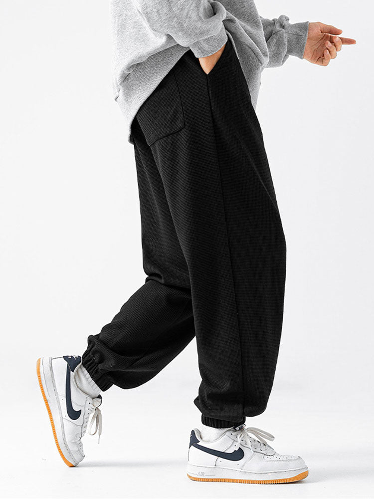 Letter Embroidery Waffle Joggers