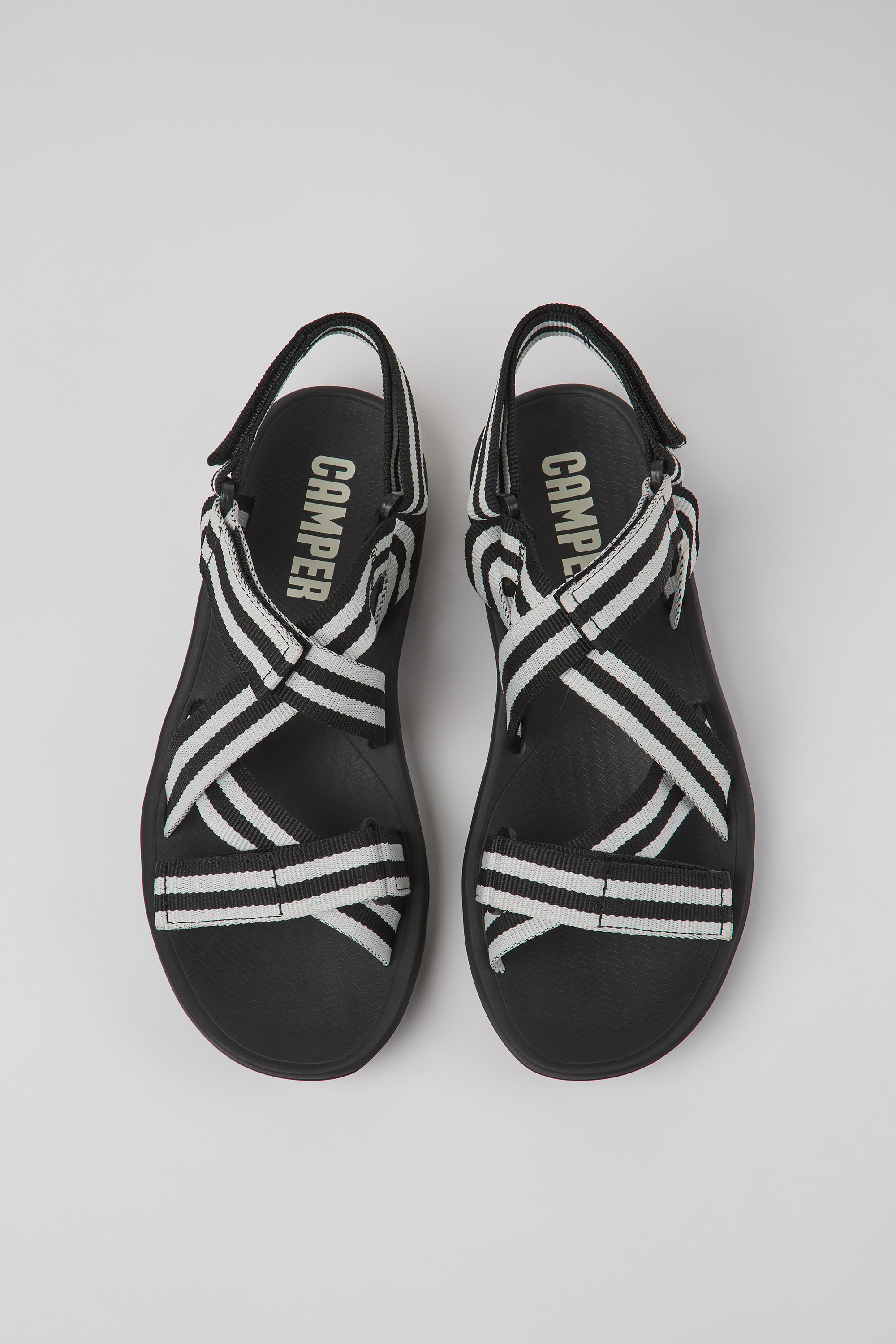 Match - Black and white textile sandals for men
