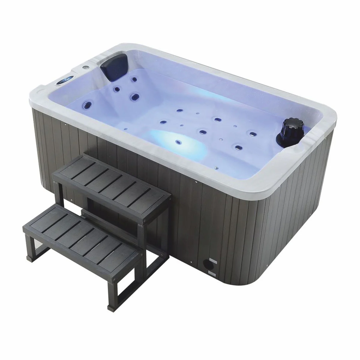 Casa Padrino jacuzzi exterior de lujo blanco / negro / gris 175 cm - Ba?era de hidromasaje en el jard¨ªn