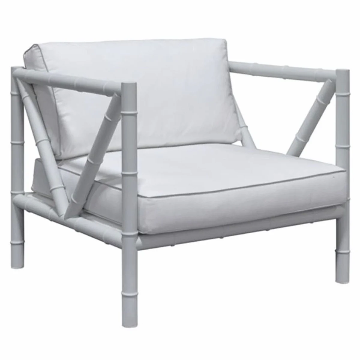 Casa Padrino sill¨®n de lujo de hierro forjado gris / blanco - Sill¨®n para hotel y jard¨ªn