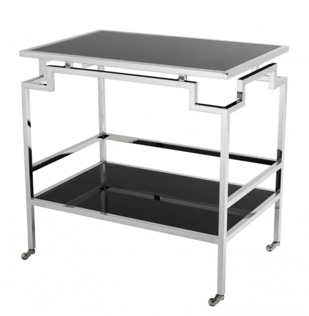 Casa Padrino luxury bar trolley trolley steel plated / black glass - Luxury Hotel & Restaurant Furniture Trolley