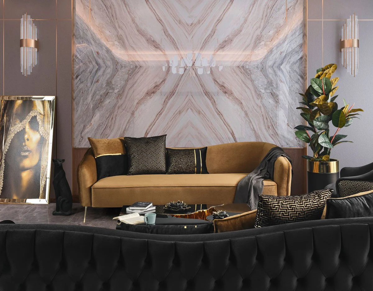 Casa Padrino sof¨¢ de lujo marr¨®n / oro 260 x 100 x A. 80 cm - Sof¨¢ de sal¨®n - Muebles de sal¨®n - Muebles de lujo - Interior de sal¨®n - Interior de lujo - Calidad de lujo