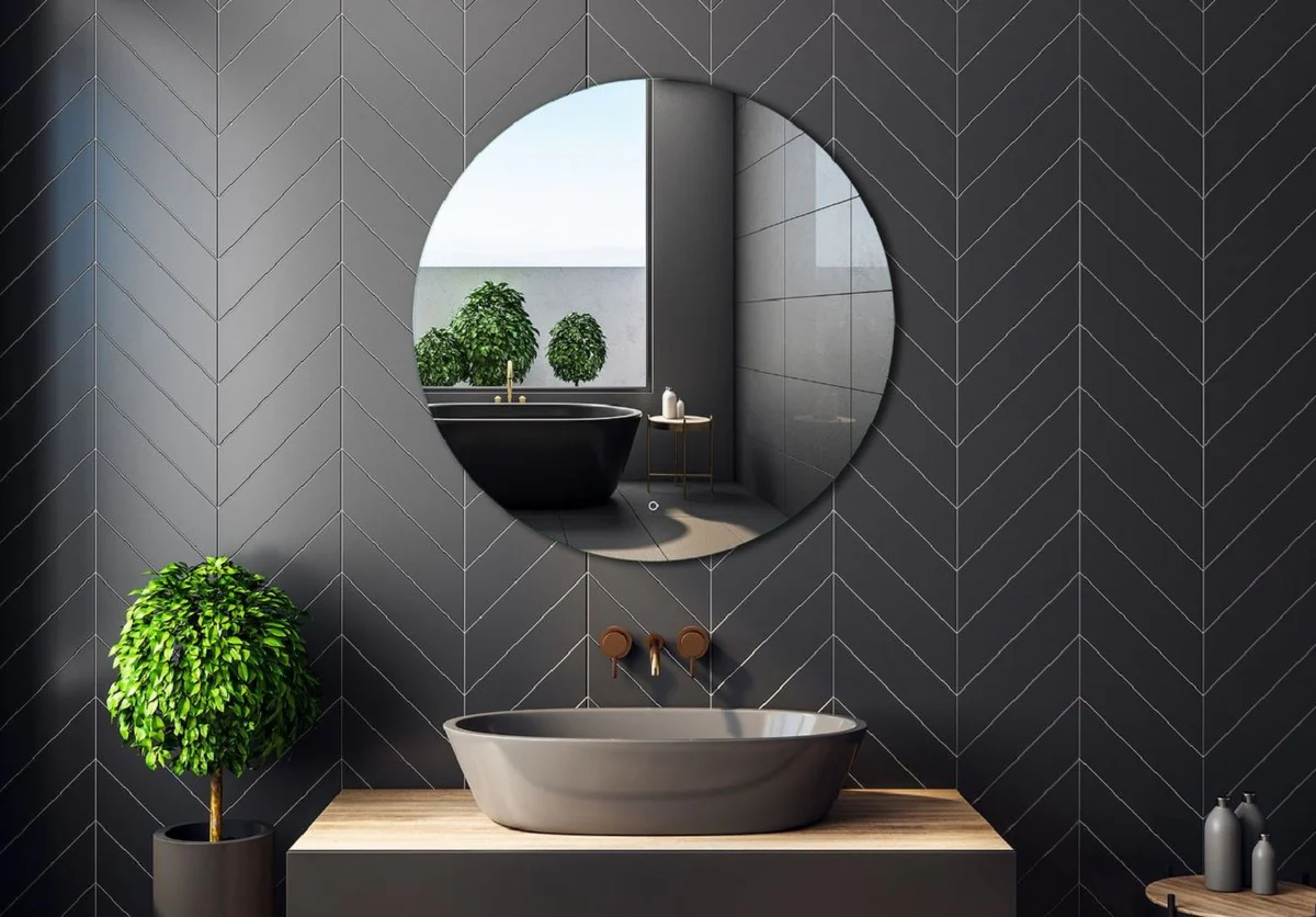 Casa Padrino espejo de baño de lujo Ø 60 cm - Espejo de pared redondo con iluminación LED - Muebles de baño - Accesorios de baño