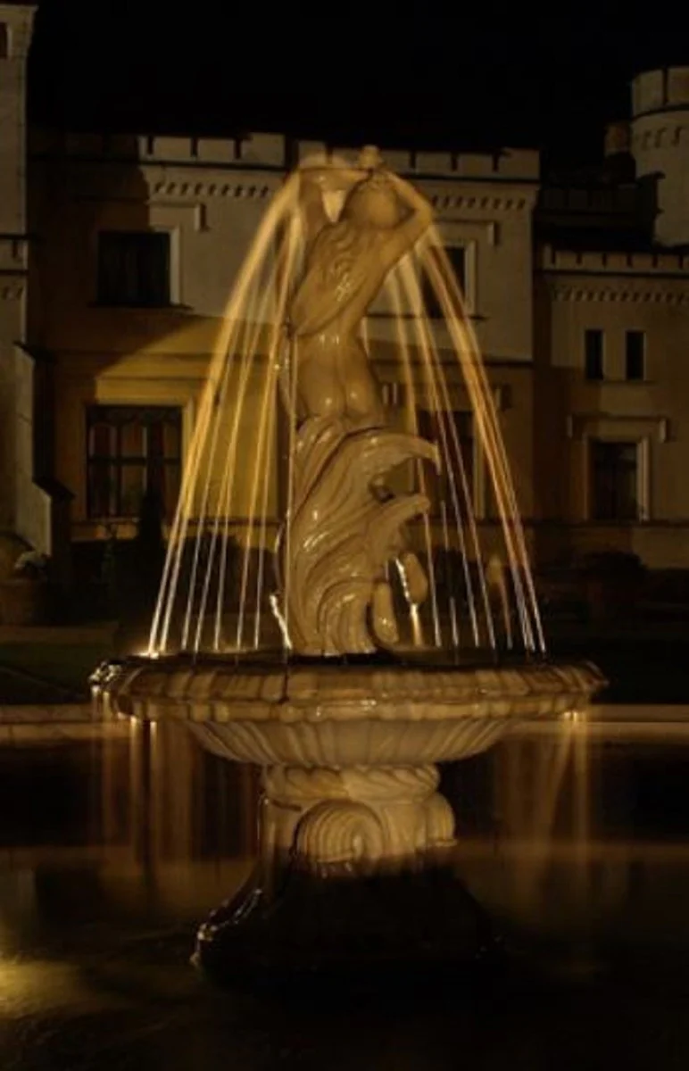 Casa Padrino fuente Art Nouveau gris Ø 145 x H. 234 cm - Magnífica fuente de jardín - Fuente de decoración de jardín - Accesorios de Decoración de Jardín Barroco y Art Nouveau