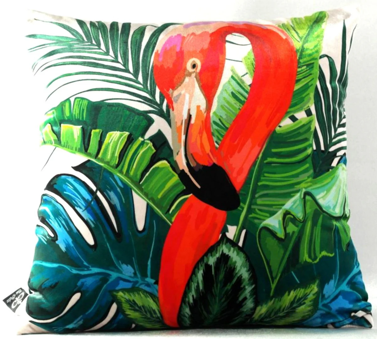 Casa Padrino Almohada de la Sala Nueva Orleans Flamingo Multicolor 45 x 45 cm - La Mejor Tela de Terciopelo - Accesorios de Decoraci¨®n de Lujo