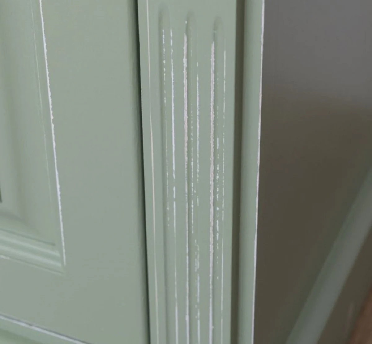 Casa Padrino armario de TV de estilo campestre verde / gris 160 x 46 x A. 60 cm - Aparador de madera maciza - Muebles de salón de estilo campestre