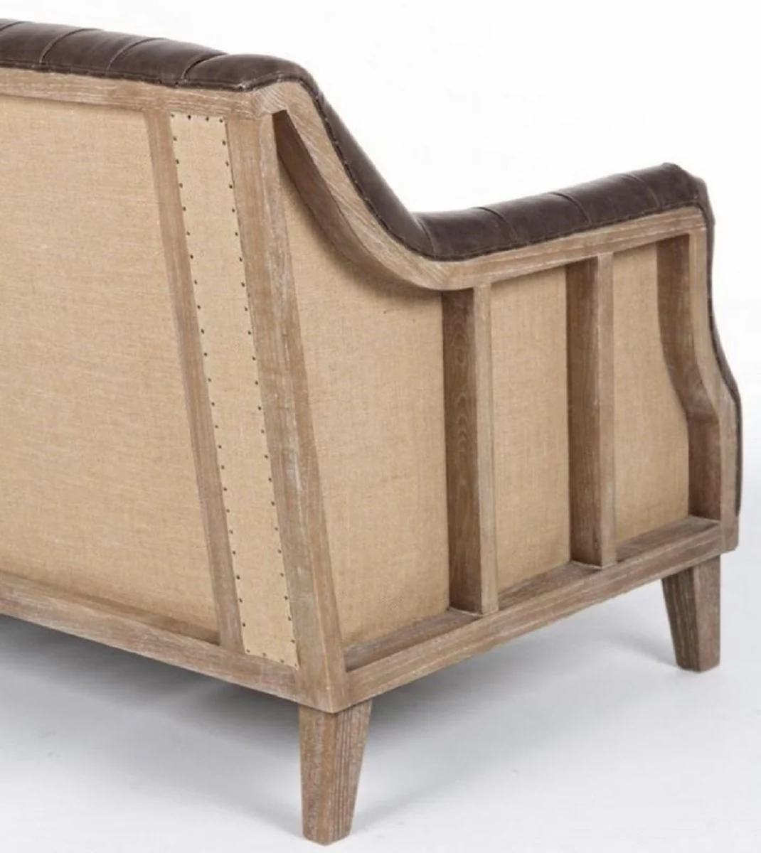 Casa Padrino sof¨¢ Chesterfield de lujo en cuero artificial marr¨®n oscuro / natural 140 x 85 x A. 85 cm - Sof¨¢ de sal¨®n - Muebles de sal¨®n - Muebles Chesterfield - Muebles de lujo