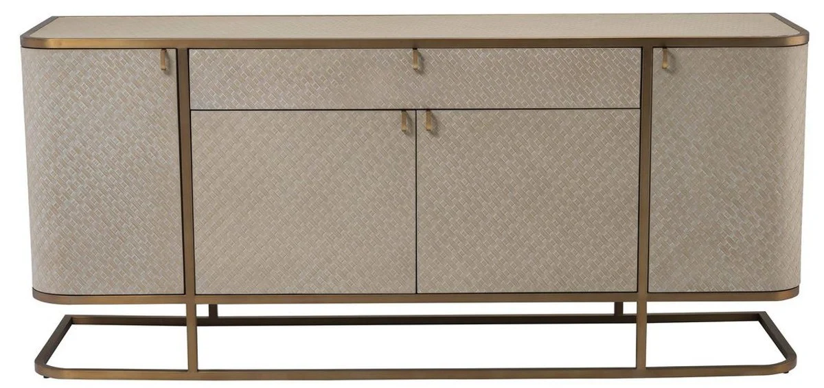 Casa Padrino c¨®moda de lujo con 4 puertas y caj¨®n beige / lat¨®n 170 x 46 x A. 75 cm - Aparador - Armario - Muebles de lujo - Calidad de Lujo