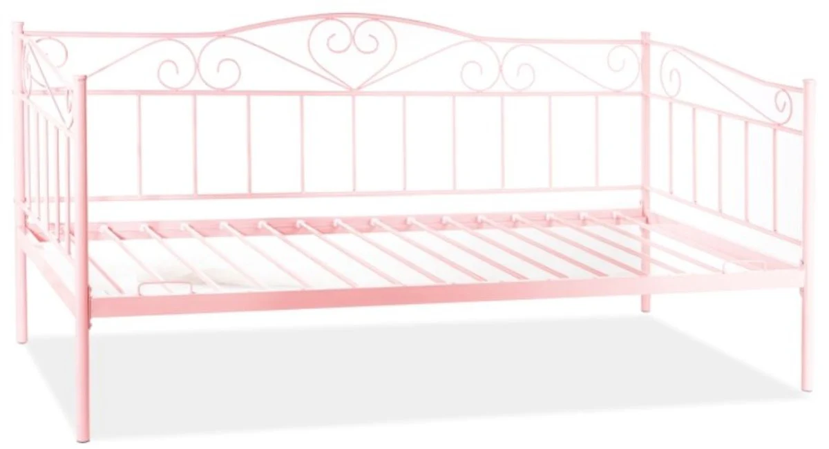 Casa Padrino cama de estilo campestre rosa 208 x 96 x A. 97 cm - Cama individual de metal - Muebles de dormitorio de estilo campestre