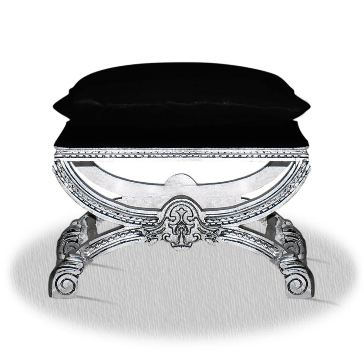 Casa Padrino barroco de heces Plata Negro 60 x 40 x 50 cm H.