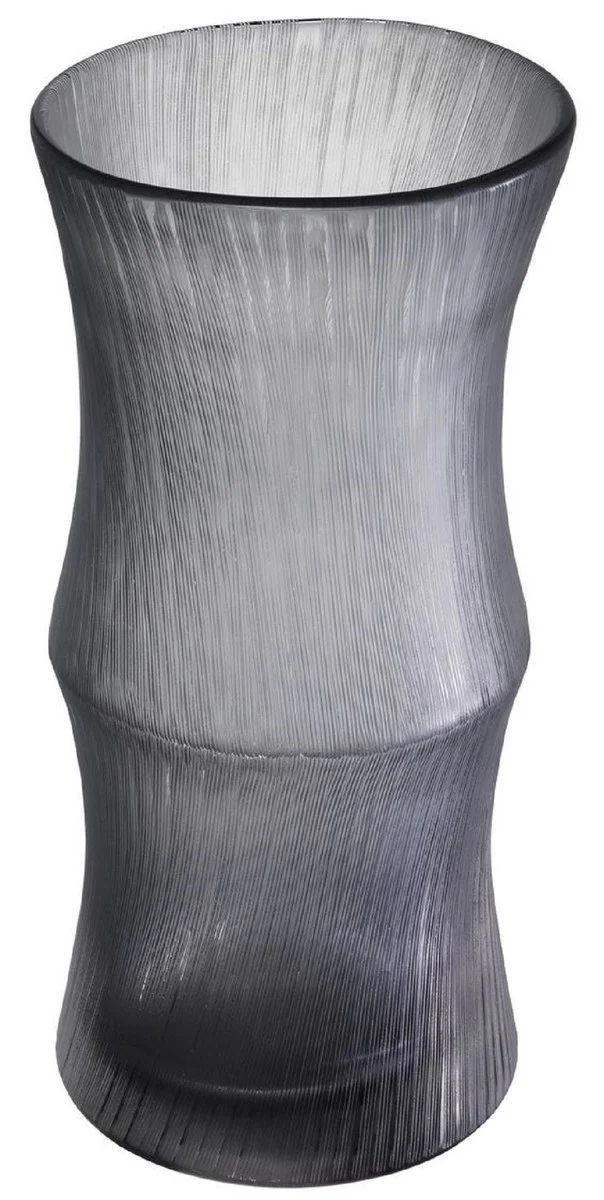 Casa Padrino florero de vidrio decorativo de lujo gris Ø 18 x A. 37,5 cm - Elegante Florero Soplado a Mano - Accesorios de Decoración