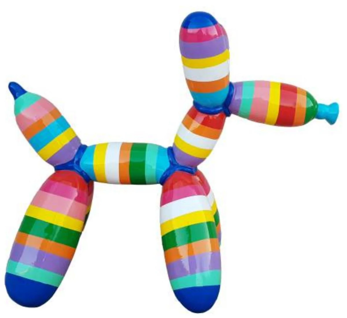 Casa Padrino escultura decorativa de dise?o de lujo perro de globo con rayas colorido 100 cm - Figura decorativa grande XXL - Escultura decorativa XXL - Esculturas y figuras decorativas XXL