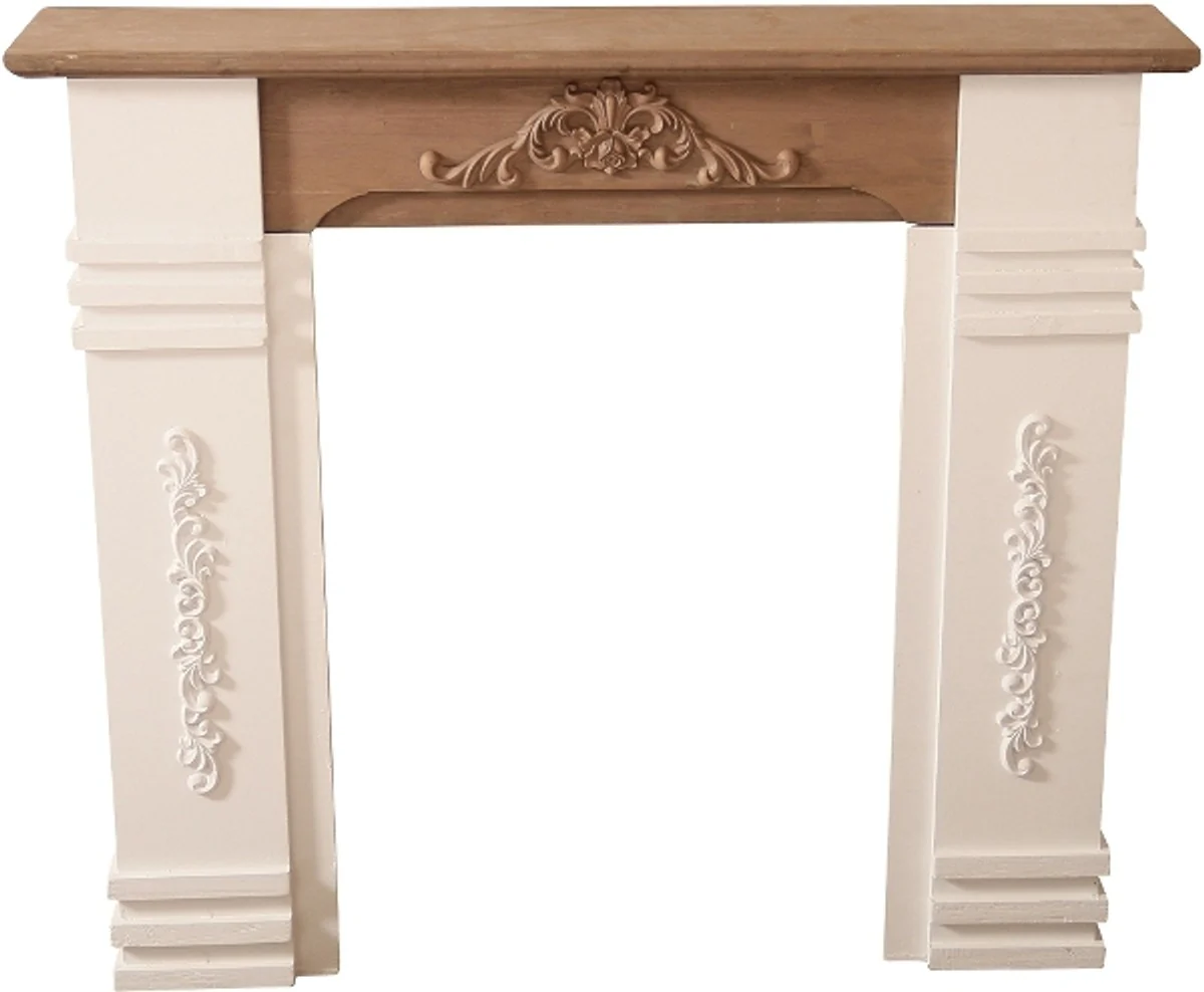 Casa Padrino chimenea estilo country antigua blanco / marrón 110 x 22 x H. 98 cm - Muebles Shabby Chic