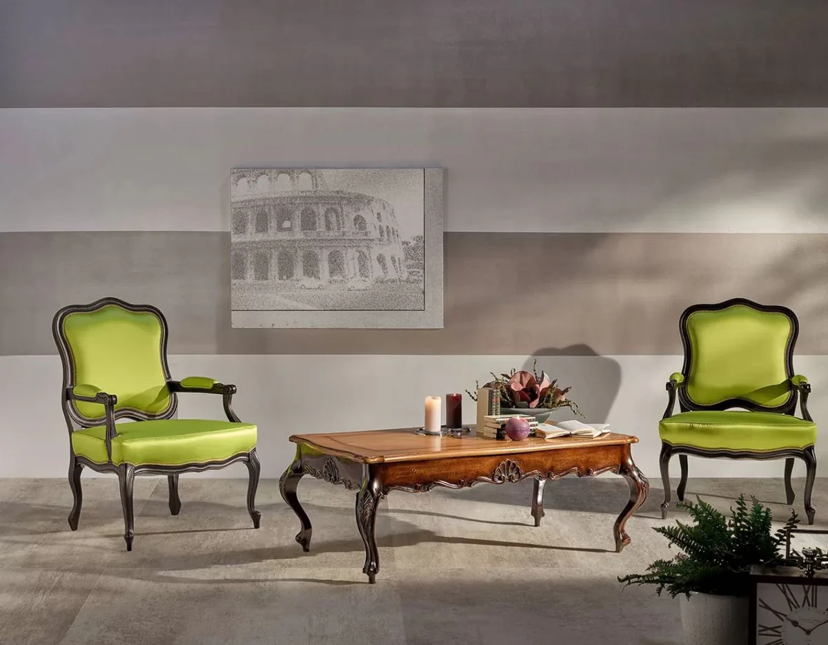 Casa Padrino mesa de centro barroco de lujo marr¨®n - Mesa de sal¨®n rectangular de madera maciza de estilo barroco - Muebles de Sal¨®n y Hotel Barrocos - Calidad de lujo - Hecho en Italia