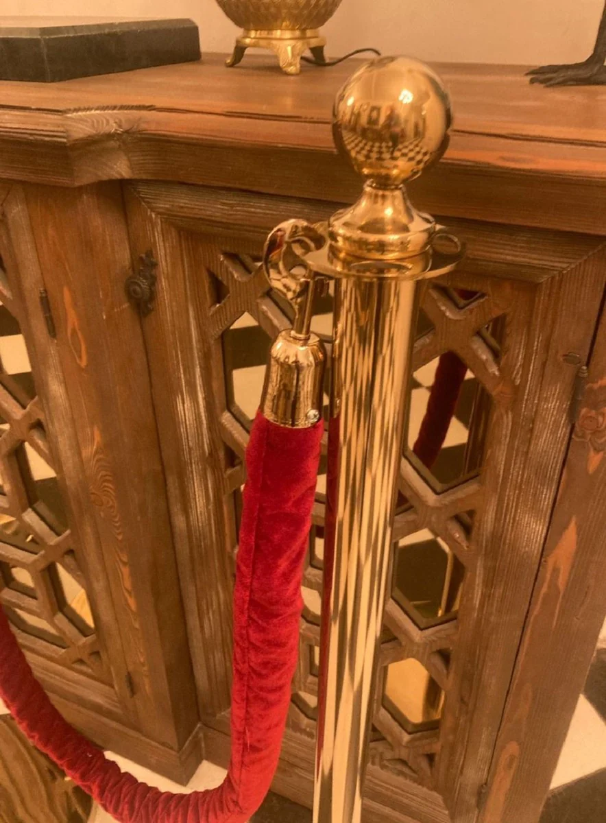 Casa Padrino barrera VIP de lujo oro / rojo burdeos ? 32 x A. 106 cm - Soportes de barrera con cuerda - Accesorios para hoteles - Accesorios para restaurantes - Colecci¨®n de lujo