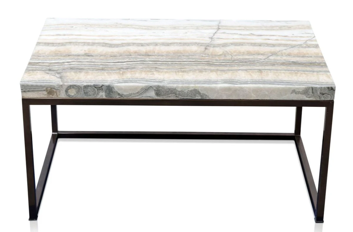 Casa Padrino mesa de centro de lujo con mesa de piedra natural 80 x 50 x H. 40 cm - Mesa de Centro de Lujo