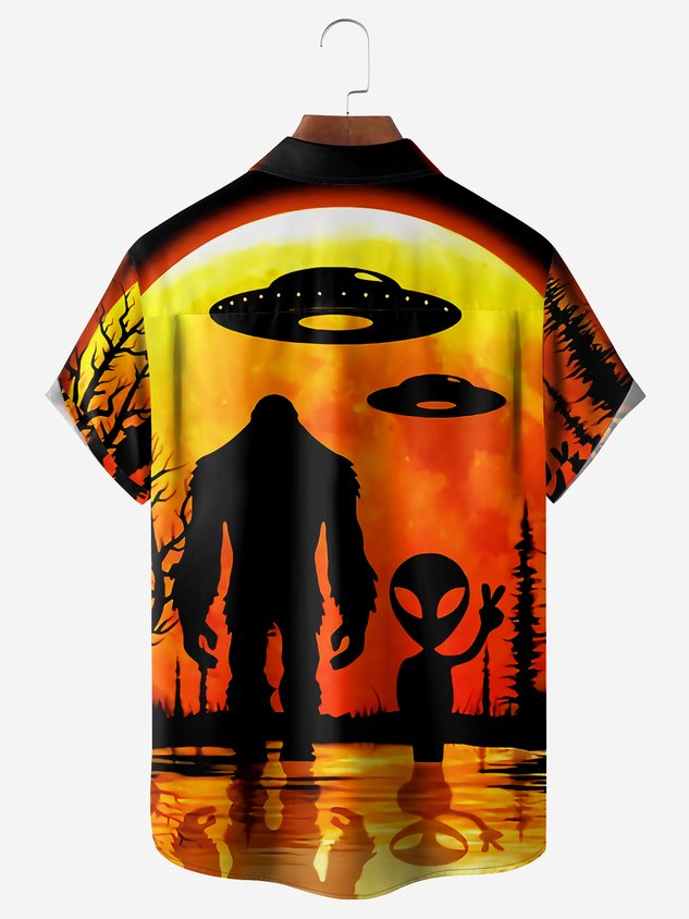 Bigfoot Alien Chest Pocket Short Sleeve Shirt