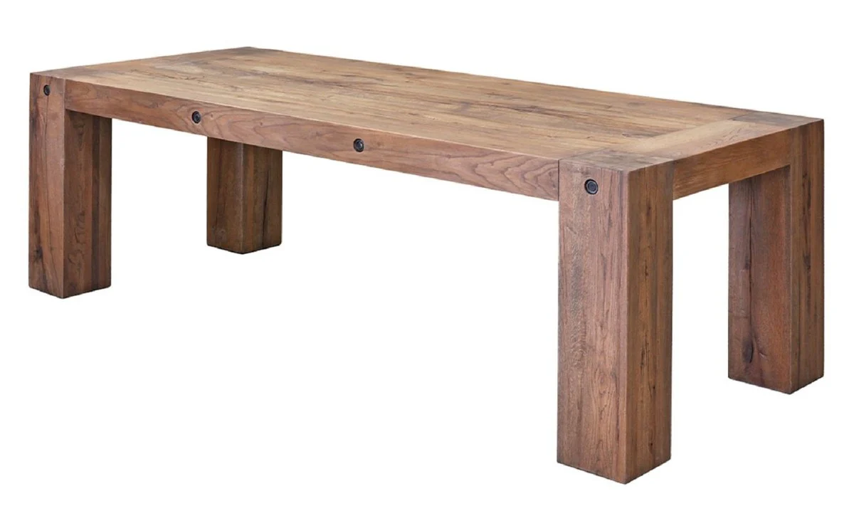 Casa Padrino Mesa de Comedor de Madera Maciza de Estilo Campestre Marr¨®n - Varios Tama?os - Muebles de Comedor