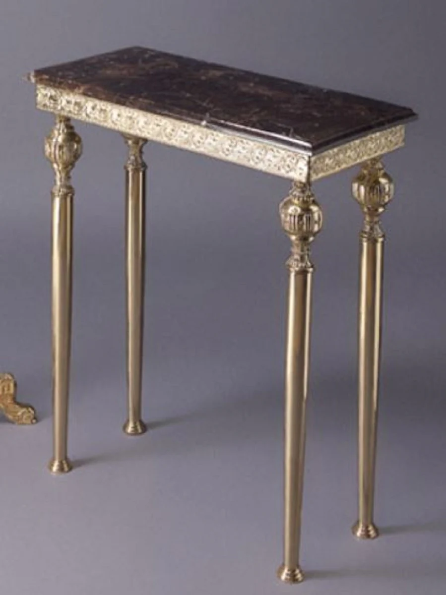 Casa Padrino consola barroco de lujo oro / negro 64 x 31 x A. 80 cm - Consola de lat¨®n noble con tapa de m¨¢rmol - Muebles Barrocos
