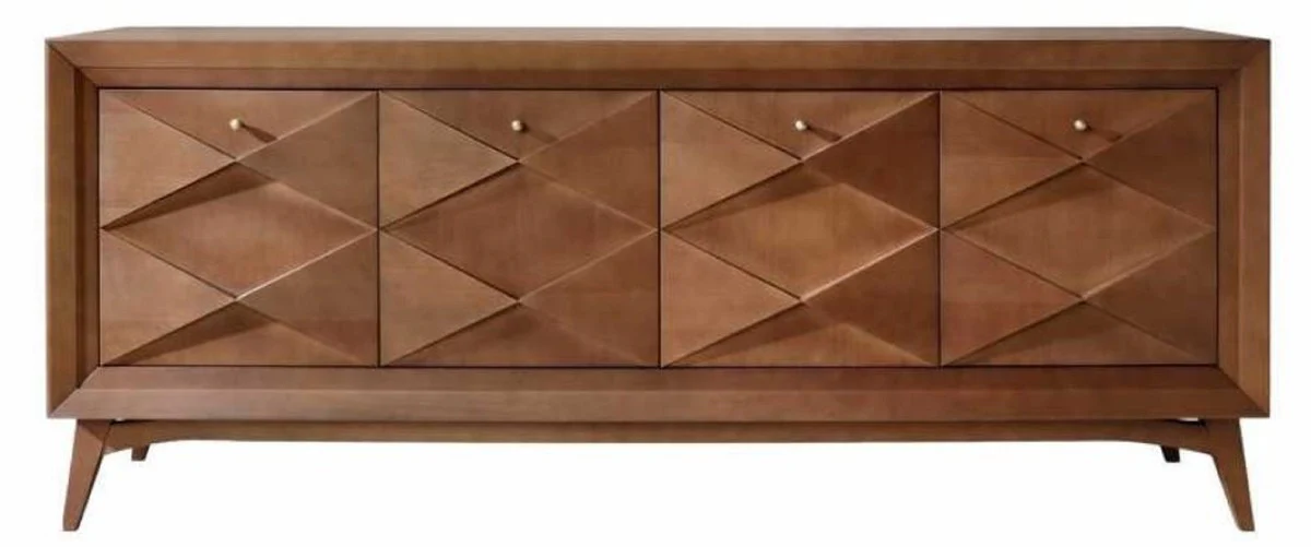 Casa Padrino aparador Art Deco de lujo coñac mate 220 x 50 x A. 92 cm - Gabinete de madera maciza noble con 4 puertas - Muebles de comedor - Muebles Art Deco - Muebles de lujo
