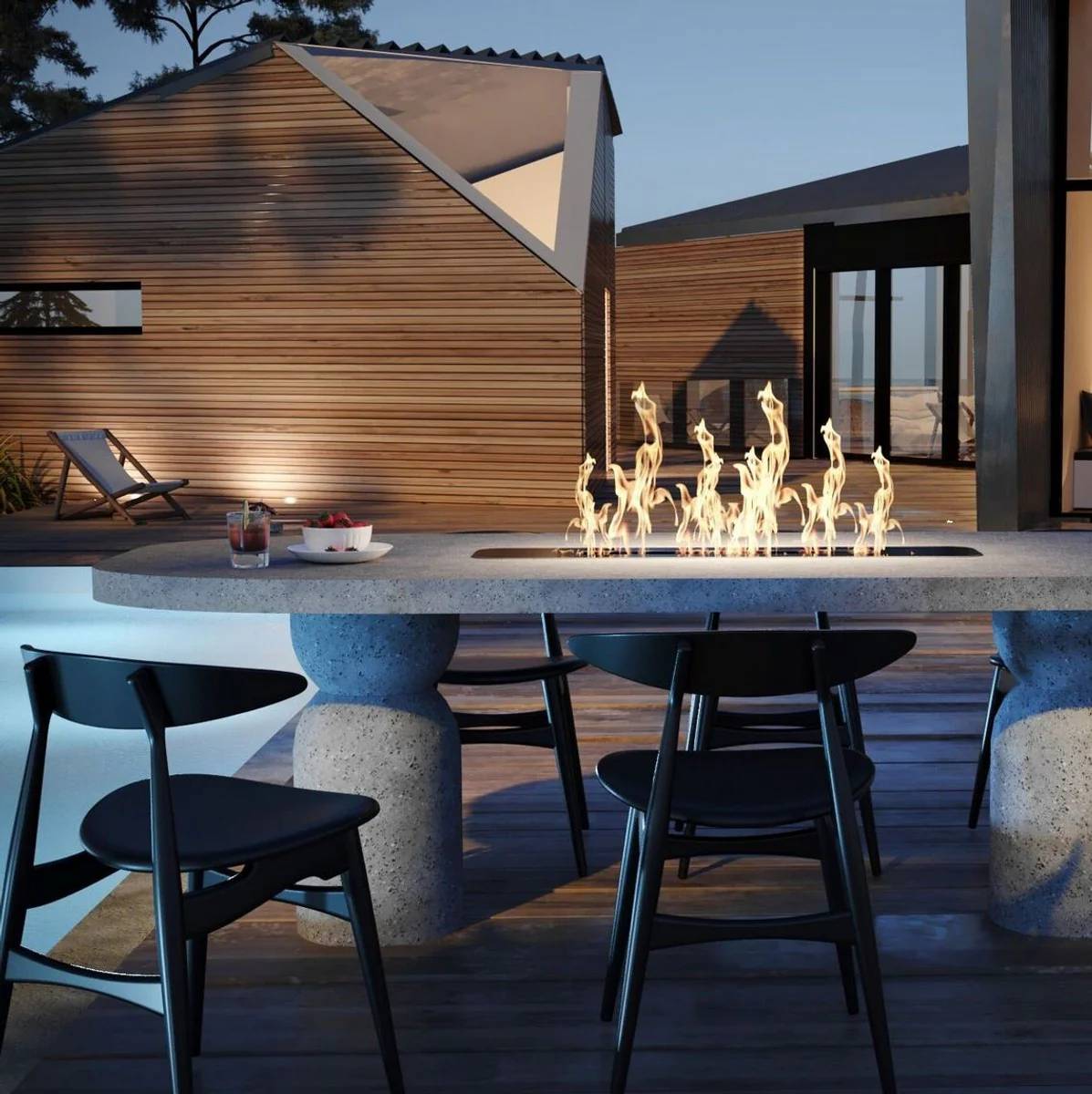 Casa Padrino mesa de comedor de lujo con chimenea de bioetanol 240 x 110 x A. 75 cm - Varios Colores - Mesa de comedor - Mesa de jard¨ªn - Muebles de comedor - Muebles de jard¨ªn - Muebles de lujo