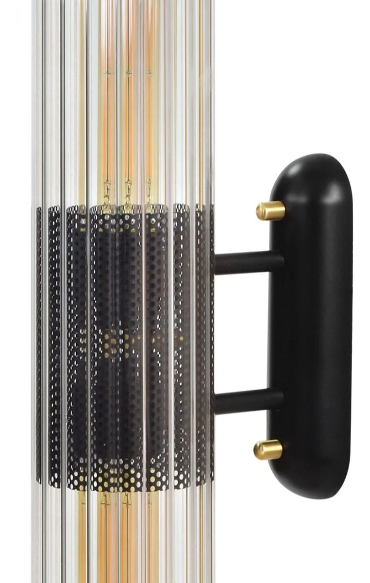 Casa Padrino Aplique de Pared Latón / Negro 10,5 x 18 x H. 68,5 cm - Calidad de Lujo